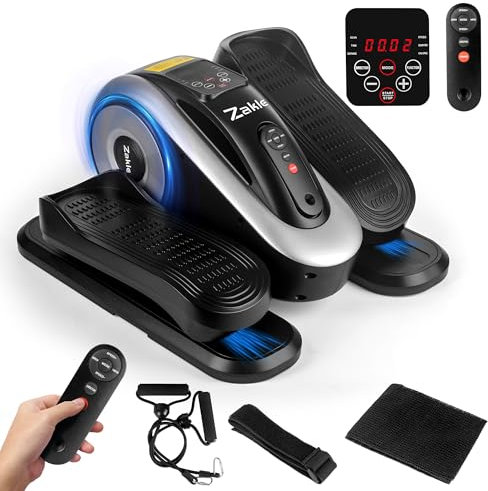 Zakle Ellipsentrainer unter dem Schreibtisch, elektrisch sitzender Pedaltrainer mit Fernbedienung und 12 einstellbaren Geschwindigkeiten, vollständig montiertes elliptisches Trainingsgerät für