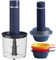 LacusMare Mini Chopper Set with One 800ml Big Cup & Three 100ml Small Bowls, Mains-Powered, Two 4-Blade & 2-Blade Attachments, 200W, Mini Food Processors & Choppers for Chopping Blending Pureeing
