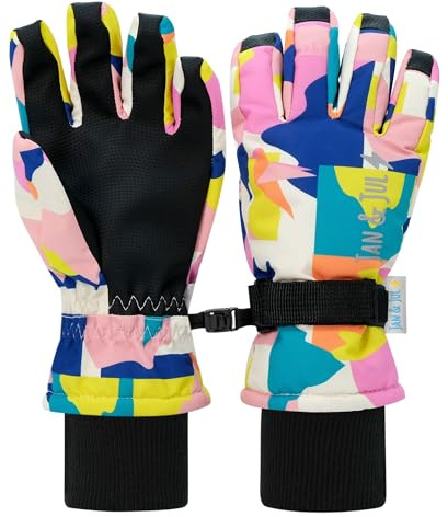 JAN & JUL Girls' Waterproof Insulated Winter Gloves with Fleece Lining for Kids (Winter Sun, Size M)