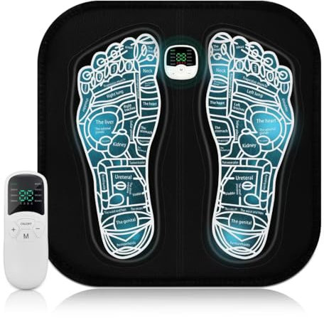 EMS Foot Massager for Pain Relief & Improved Circulation - Electric Muscle Stimulator with 10 Modes 30 Intensities, Portable Folding Foot Massage Mat for Relaxing Feet & Leg Muscles