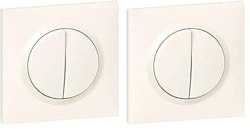 Legrand - Interrupteur double ou interrupteur 2 voies Dooxie 10A-230 V ~ fourni avec plaque carrée blanche (Lot de 2)