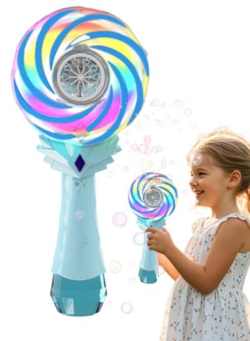 Máquina de Burbujas de jabón - creadora de Burbujas, Recargable Molino de Caramelo Luces Variables Juego Playa para Fiestas cumpleaños Aula, Carnaval, Boda, jardín de Verano