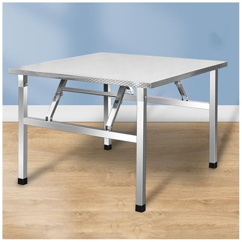 NQNFWCRJ Tavolo Pieghevole in Acciaio Inossidabile Tavolo da Lavoro Rinforzato Struttura Triangolare Tavolo da Barbecue Portatile Quadrato Rivestimento in Gomma Antiscivolo