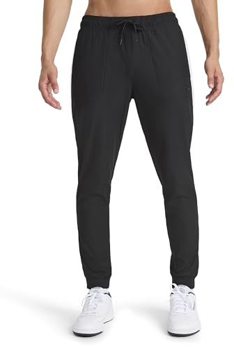 Reebok Men’s Striker Pant, Standard Fit, 30” Inseam, Lightweight Poly Fabric, Black, Medium