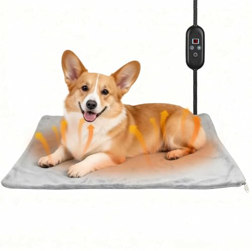 Glovios,Manta Térmica para Gato Manta Electrica Mascotas Manta Electrica Perro,para Perros 6 Ajustes de Temperatura,Temporizador,Incombustible,Impermeable,40 * 50cm