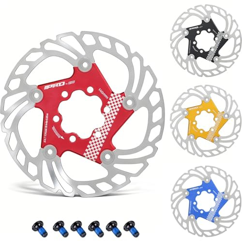 CYSKY Fahrrad Bremsscheibe mit 6 Schrauben 140mm/160mm/180mm/203mm CNC-gefräste Edelstahl Schwimmend Gelagerten Bremsscheiben für ebike, Rennrad, MTB, BMX, Fatbike, Gravel bike (Rot, 140mm)
