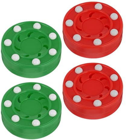ELAYARD Lot de 4 Palets d'Entraînement pour Roller Hockey Palets Lestés en Plastique Solide Couleurs Rouge et Vert Adaptés pour Hockey en Salle et Entraînement Extérieur