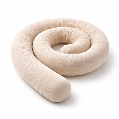Lovely Hippo Seitenschläferkissen aus 100% Baumwolle – Bettschlange Body Pillow, Lange Kopfkissen Bettrolle, Nackenrolle Kissen (Sand, 150 cm)