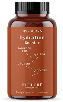 Nullure Hyaluronsäure Kapseln | Vegan und Natürlicher Komplex | Hochdosiert | Anti-Aging · Haut · Hydration I Hyaluron + Spirulina + Chlorella + Vitamin B3 + Grapefruit | 120 Kapseln (2 Monate)