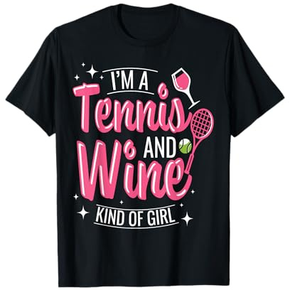 Tennis e vino tipo di ragazze donne carino tennis Maglietta