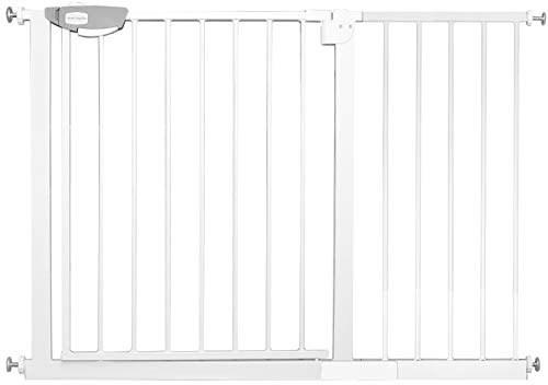 HENGMEI Cancelletto di Sicurezza per Bambini, cani Estensibile 105-115cm Auto Close Fissaggio a Pressione senza Fori Fissaggio a pressione, Bianco