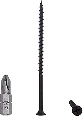 Lot de 600 vis à bois en acier carbone phosphate noir 4,2 x 90 mm Vis à bois pour cloison sèche, fixations pour panneaux d'aggloméré, tête de bugle Phillips (600, 4,2 x 90 mm)