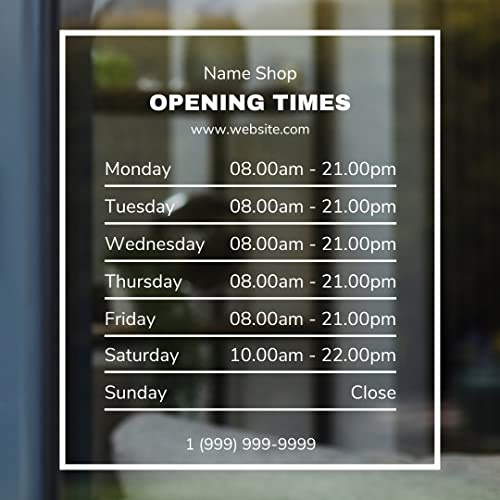 Etiqueta personalizada de la hora de la ventana de la tienda - Design 1