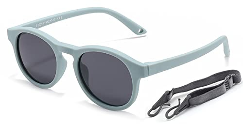 Enfants Lunettes de Soleil Polarisées avc Bande pour Bébé Garçons et Filles 0 à 3 ans, Nourrisson Chic Lunettes de Soleil Incassables UV400 Protection Verre Léger Flexible Cadre Lunettes de Soleil