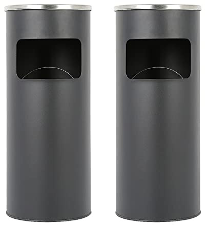 HUOLE 30L Pattumiera Bidone Gettacarte in Acciaio Inossidabile, Posacenere da Terra per Interni ed Esterni, Autoportante 30 Litri (HG211969_04)