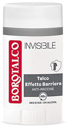 Borotalco, Deodorante Stick Invisibile Grigio, Formula Senza Alcool con Talco Effetto Barriera, Cattura e Non Trasferisce Aloni, 48h di Efficacia, Profumo Classico - 1 Flacone da 40 ml