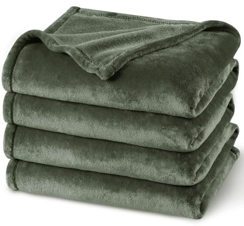 PHF Kuscheldecke Flauschig Fleecedecke 130x150cm - Oeko-Tex Weich Warm Wohndecke, Decke Blanket für Couch Sofa Bett, Tagesdecken & Kuscheldecken, Sofa überwurfdecke, Olivgrün