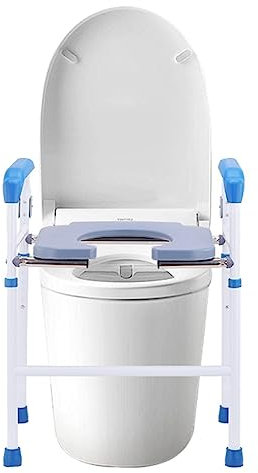 Sedile WC rialzato for sedia da toilette con maniglie, sedili WC rialzati regolabili in altezza, telaio di sicurezza WC autonomo for anziani, handicap ( Color : White U-shape , S : 48*38*64-74cm )