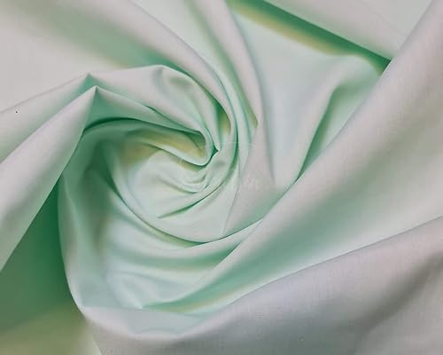Plain Mint Polycotton Fabric for Dressmaking, Art & Craft, Sewing, Quilting | 45'' - 115 cm Wide| Precut Length 5m