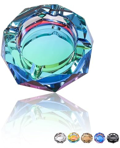Coomin Cenicero de cristal, cenicero de cristal para patio exterior, exterior e interior, ceniceros para el hogar para fumadores de malas hierbas, cigarrillos, embalaje de regalo, color verde