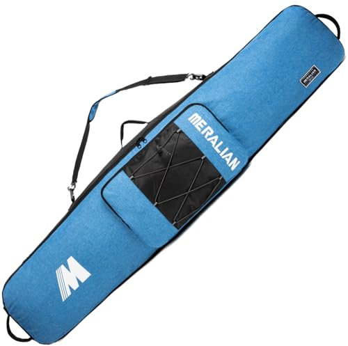 MERALIAN Snowboardtasche für Flugreisen, gepolsterte Snowboardtasche, passend für Boards, Stiefel, Jacke, Hose, Helm und Ausrüstung, erhältlich in 155 cm und 165 cm. Schwarz / Blau, 165 cm