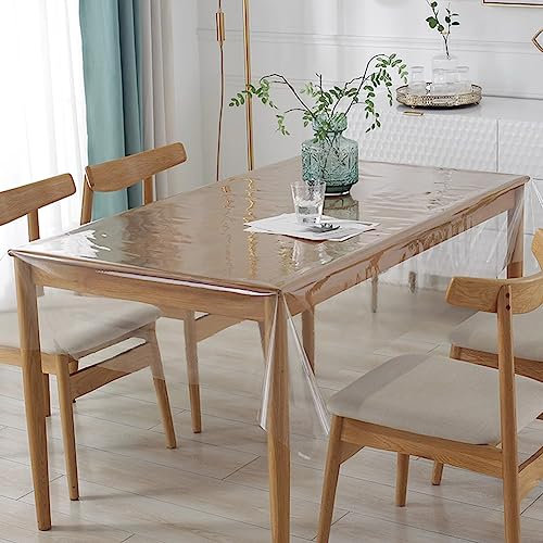 DASIAUTOEM Mantel PVC Transparente, Protector Mesa Transparente, Mesa Rectangular Impermeable Lavable, Película Protectora de 0.13 mm para Cocina Restaurantes Bodas Jardín (80 x 140 cm)