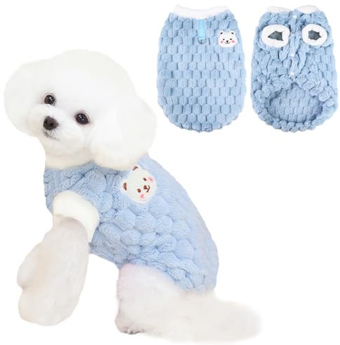 Lyneun Hundepullover, Hunde Pullover Hund, Warm Pullover für Hunde, Einfarbig hundepulli, Bequem und Weich Winter Welpenpullover für Hunde (Blau, M)