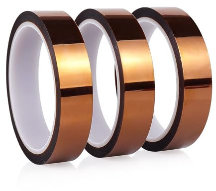 DMJJSD Kapton Tape 20mmx33m, Hitzebeständiges klebeband Hohe Temp Tape Polyimid Film Klebeband Hohen Temperaturen Hitzebeständig Klebeband zum Abdecken, Löten, Elektrik usw (3 Rollen)