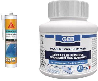 SIKA - SikaSeal-163 Piscine & Bassin, Mastic Silicone spécial Joint pour Piscine & GEB Réparation Skimmer de Piscine, buse de refoulement, bonde de Fond et Toutes pièces en ABS
