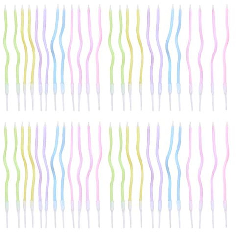 YSJCHEBS 48 Candele Curve Colorate per Decorazione Torta, Candeline Compleanno Creativa - Accessori Torta