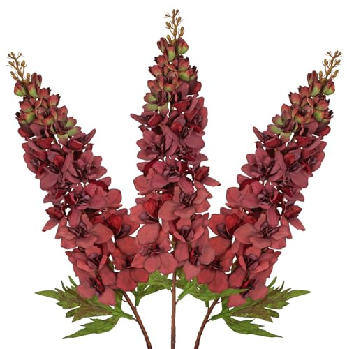 Uppsättning av 3 92 cm konstgjorda blommor riddarsporre konstgjorda Delphinium konstgjorda blommor som riktiga konstgjorda riddarsporrblommor för inredning i vasorarrangemang, blomsterarrangemang hem