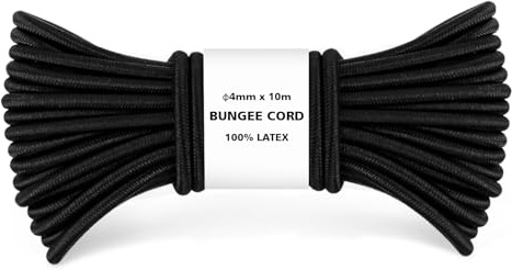 Corda Elastica 10m Cordino Elastico Corda Gomma Corde Elastiche per Sdraio Teloni Elastici Ufficio Cordoncino per borse a uncinetto fionda, 4mm Nero