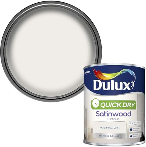 White Satin Wood 750ml – Quick Dry Interior Wood & Metal Paint – Brilliant White Satin Finish – Durable Mid Sheen for Doors, Skirting Boards, Trim & Furniture