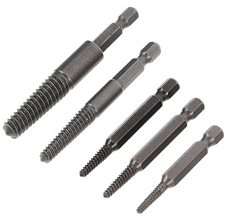 SEWACC 5pcs Stripped Screw Extractor Remover Set Hex Shank Broken Bolt Damaged Screw Remover Drill Bit for Power Drill Diy and Home Repair Tools