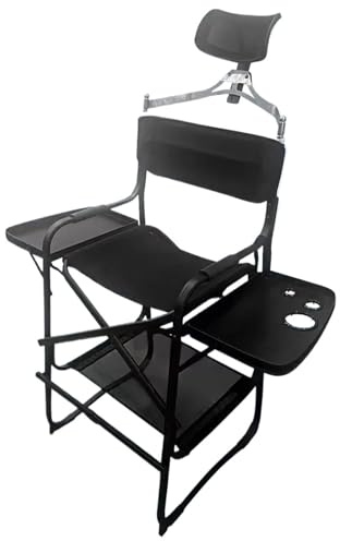 YGSGJSP Fällbar regissörsstol, hopfällbar bärbar regissör-makeup-stol, metall-aluminium-strandstolar, modern strandstol av trä, 6 kg (med huvudkudde)