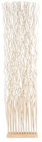 DESIGN DELIGHTS Paravent en osier ondulé - 170 x 44 cm (H x l) - Paravent de branches de saule, séparateur d'espace, cloison de séparation - Couleur : blanchi