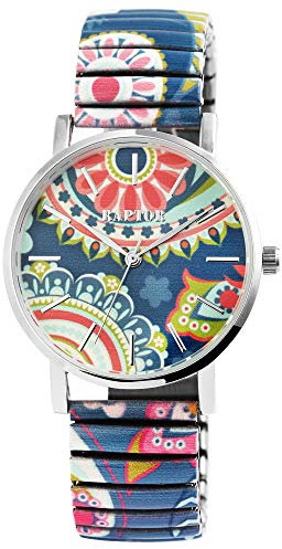 Raptor Colorful Edition Damen-Uhr Zugband Edelstahl Motiv Bunt Print Analog Quarz