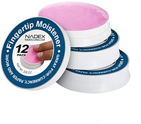 Nadex 12 Pack Fingertip Moistener Pads - Non-Slip Counting Cash Bills Separating Documents - Finger Moisturizer Non-Toxic Greaseless Odorless Pad for Office/Home