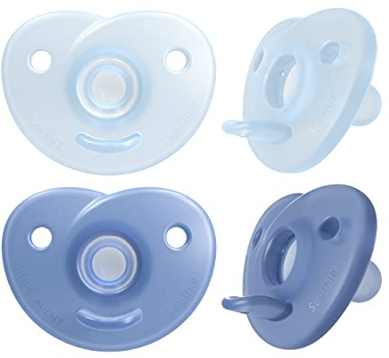 Philips AVENT Soothie Heart Pacifier, Blue/Light Blue, 0-3 Months, 4 Pack, SCF099/41