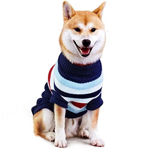 Dog Jumper Large Dog Christmas Sweater Warm Winter Pet Clothes for Medium Large Pet (XL Back Length: 28/Blue)