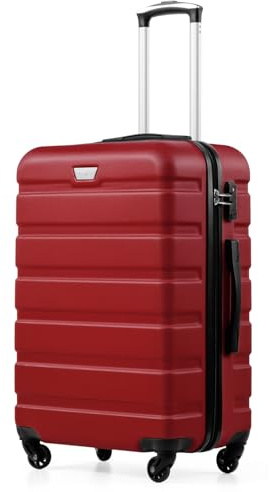 COOLIFE 28 Inch Large Suitcase for Checked Luggage, Business Trip, ABS+PC, Lightweight Hard Shell Luggage with 360°Rubber Spinner Wheels, YKK Zipper, Telescopic Handle, TSA Lock, Spinel Red