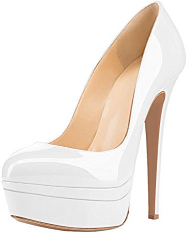 MissHeel Escarpins à double plateforme Stilettos à sandwichs à plateforme à talons hauts, Blanc., 41 EU