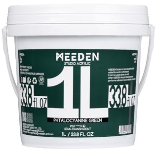 MEEDEN Grün Acrylfarben 1L: Heavy Body Gloss Acryl Farbe für Leinwand Holz Wand Textile, Groß Acrylic Paint - Wasserfest & Ungiftig & Schnelltrocknend - Phthalogrün