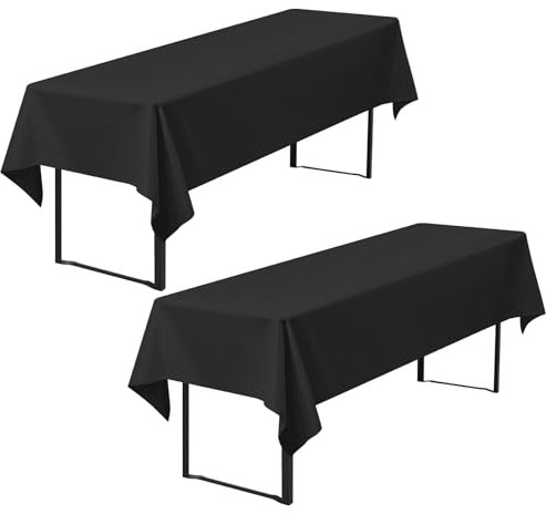 2er-Pack Premium Bierzelt-Tischdecke 260 x 110 cm, Schwarze Biertischdecken für Bierzeltgarnitur, blickdichte Polyester-Biertischdecken, waschbare Tischhussen für Bankette im Freien (schwarz)