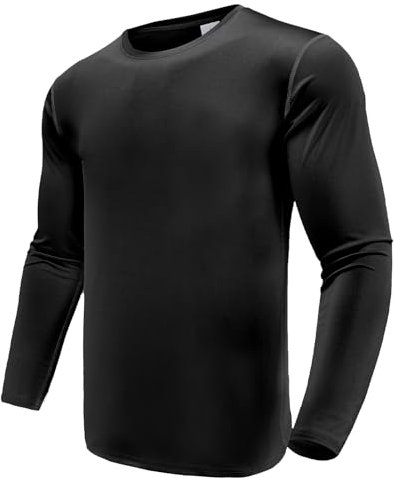 1er Pack Langarmshirts für Herren, Schnelltrocknend Funktionsshirt Herren Langarm Laufshirts, Atmungsaktiv Langarm Sport Shirt Gym Running Top Outdoor Workout Fitness Oberteil für Männer Black-XL