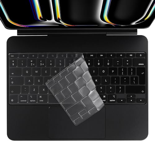 Arisase Ultradünne TPU-Tastaturabdeckung für iPad Pro 13 Zoll (M4, 2024), Magic Keyboard, weiches Schutzzubehör, UK-/EU-Layout (transparent)