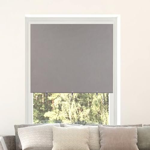 Maritown Blackout Roller Blinds Stick on Blinds Window Roller No Drilling UV Protection Trimmable Roller Blind Easy Fit Waterproof Fabric Black Out Shades for Kitchen Bathroom Bedroom Door and Window