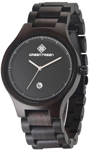 GREENTREEN Wooden Watches for Men & Women: Minimalist Handmade Design Lightweight Natural Wood & Accurate Quartz Movement - Ideal Valentine's Birthday Gift for Him/Her