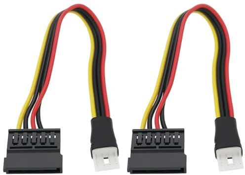 eMagTech 2 Stück 4-poliger FDD-Diskettenstecker 15-polige SATA-Buchse Adapter-Konverterkabel Verlängerungskabel Stromversorgung Kompatibel mit Diskettenlaufwerken Und SATA-Stromversorgung 22 cm