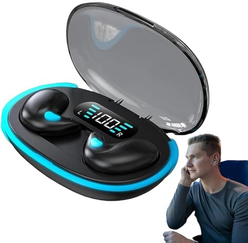 Hogvinnatil Écouteurs sans fil pour sport, écouteurs de sommeil avec conduction osseuse - Casque de sport sans fil, audio transparent portable invisible pour les collègues des amis de la famille